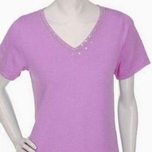 Denim & Co. Short Sleeve Knit Red Top NWOT